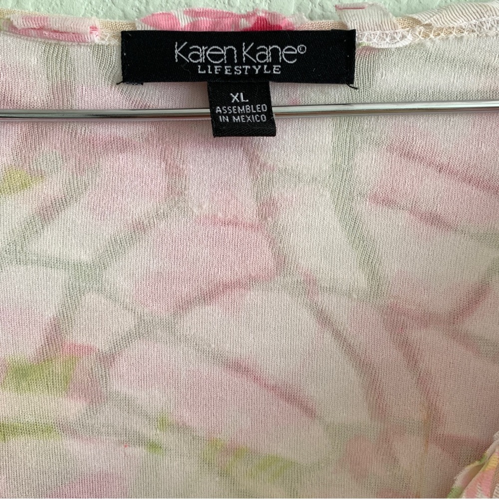 KAREN KANE Y2K textural spring blouse size XL vintage floral top - Picture 4 of 7